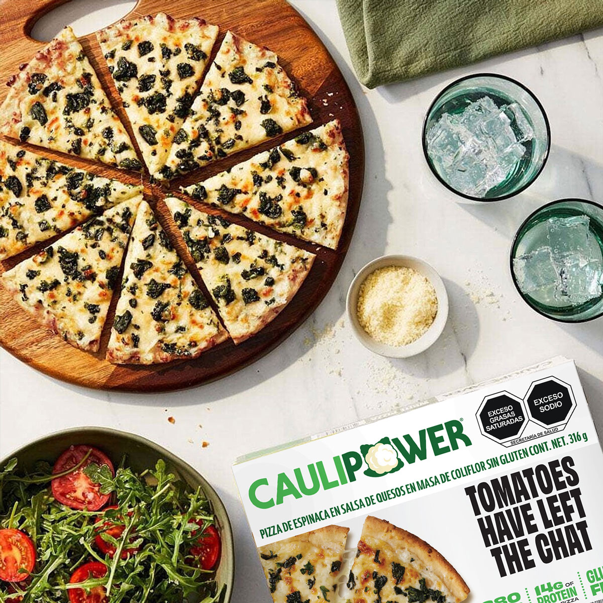 Pizza de Quesos en Base de Coliflor